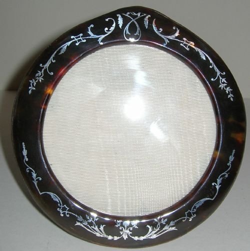 antique tortoise shell photograph frame silver pique inlay