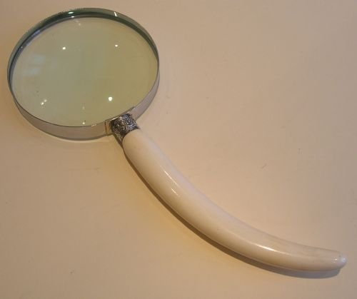 huge desk magnifying glass antique ivory and english sterling silver