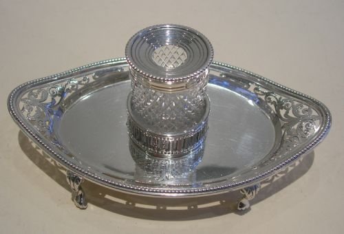 beautiful small victorian pierced sterling silver inkstand inkwell