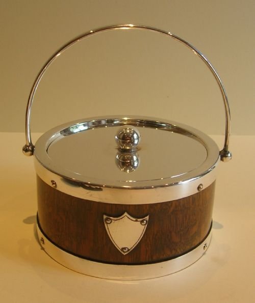 antique english oak and silver plate butter dish original creamware liner c1890