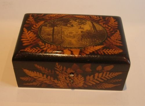 antique mauchline fern ware jewelry box c1880