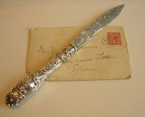 highly ornate english victorian sterling silver letter opener