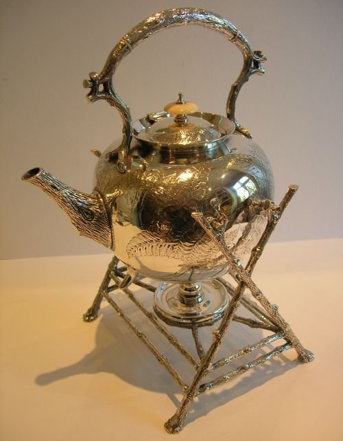 magnificent antique english silver plated spirit kettle by benetfink london c1880