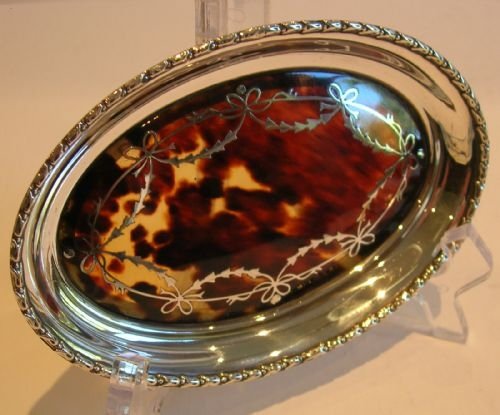 sterling silver tortoise shell trinket tray by mappin webb 1915