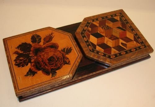 english victorian bookslide bookends in tunbridge ware c1860