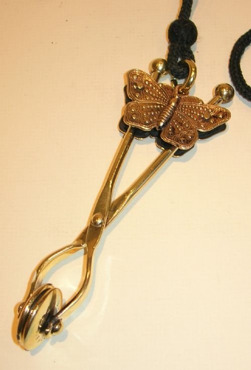 antique english brass skirt lifter butterfly fyfe's patent registered 1876