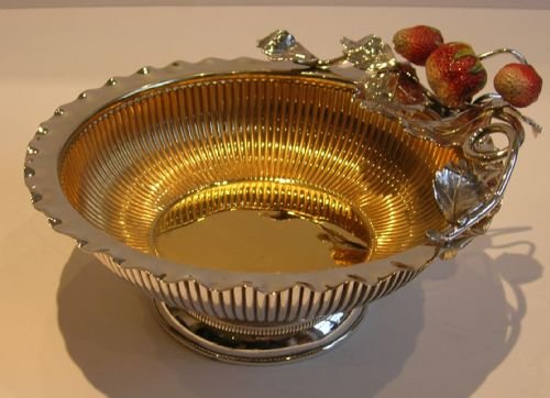 rare english victorian silver plated strawberry dish ceramic strawberries c1890