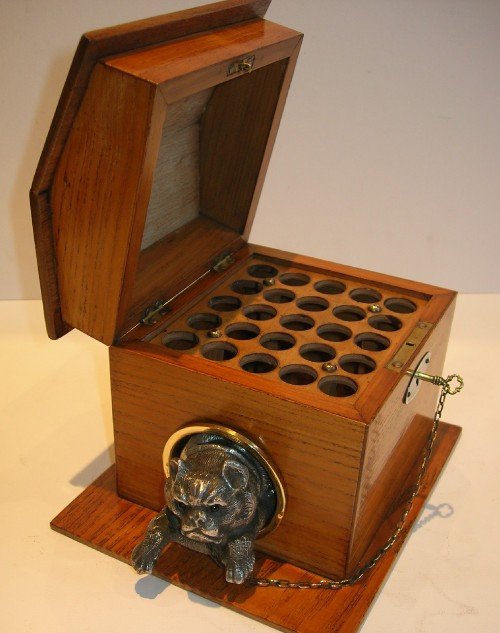 fabulous antique novelty french oak dog kennel cigar box c1880
