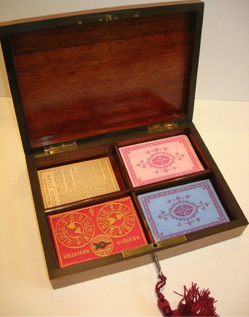 french inlaid rosewood bezique playing card games box c1870