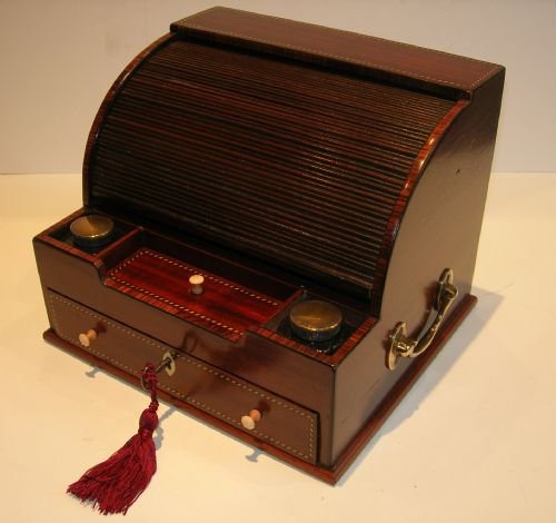 Early Victorian Inlaid Mahogany Writing Stationery Box Desk