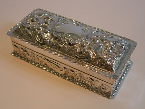 antique sterling silver box by william comyns birds 1899