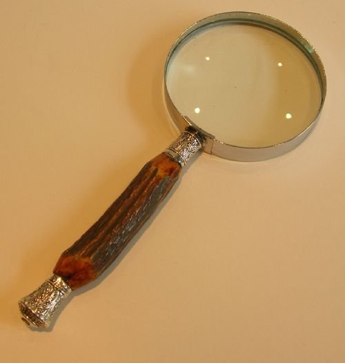 antique horn sterling silver handled magnifying glass victorian