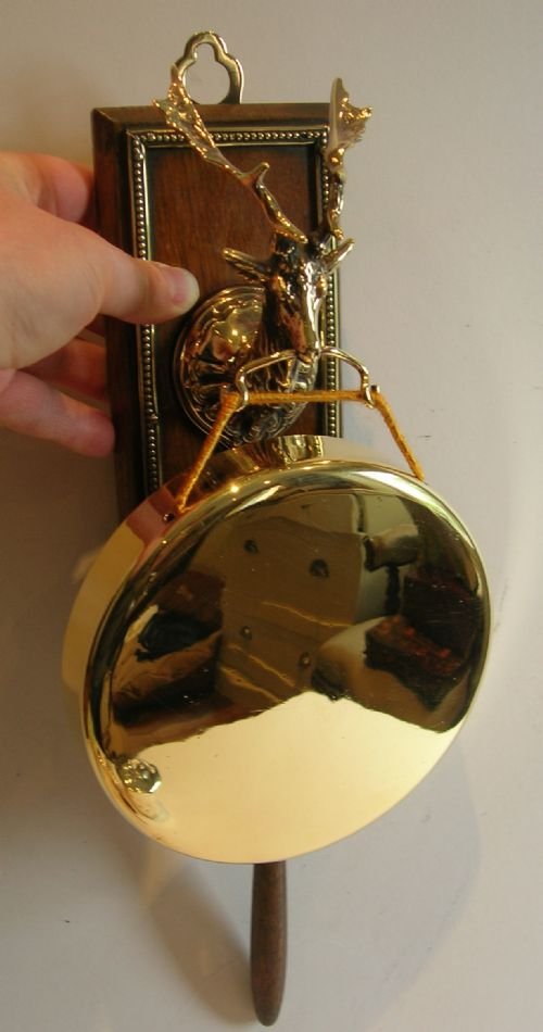 antique english figural oak brass dinner gong by william tonks c1880