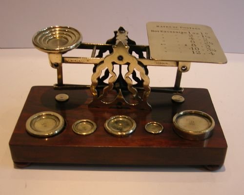 antique english mahogany brass postal scale sampson mordan