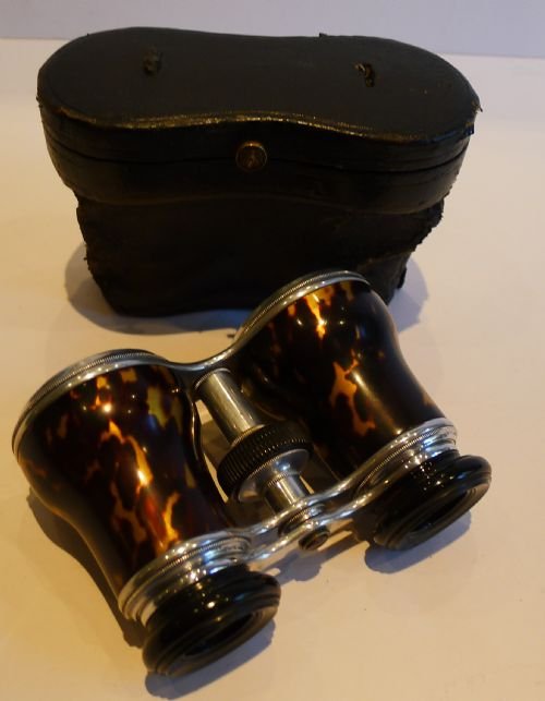 pair antique tortoise shell opera glasses by lemaire paris c1900