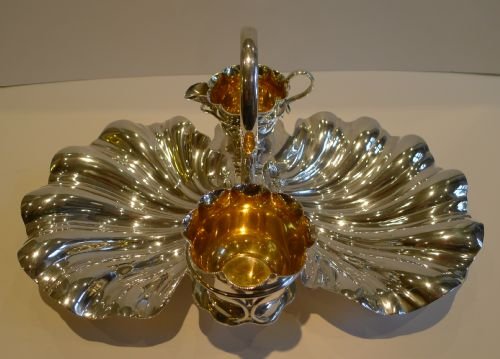 antique english silver plated strawberry set by daniel arter c1895