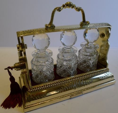 magnificent miniature perfume tantalus by betjemann's london with fern engraving c1880