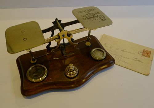 antique english mahogany brass letter scales signed t j smith son downes of london