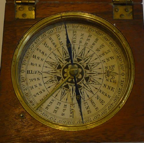 large english georgian pocket compass c1800 in mahogany case