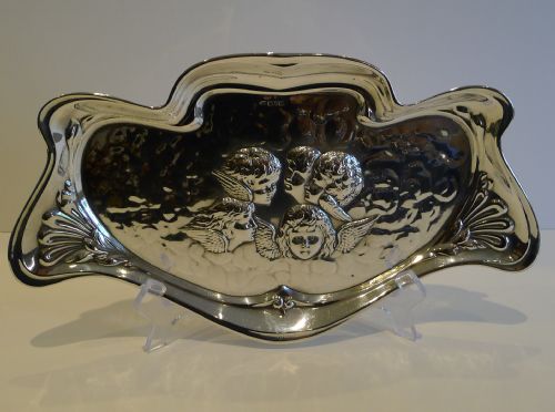 large antique english art nouveau sterling silver tray reynold's angels 1907