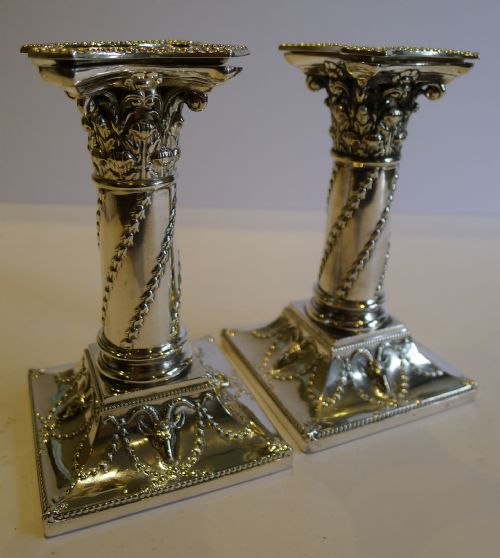 stunning pair antique irish silver plated candlesticks by sd neill c1890