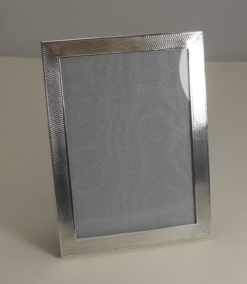 smart vintage english sterling silver engine turned photograph frame 1925