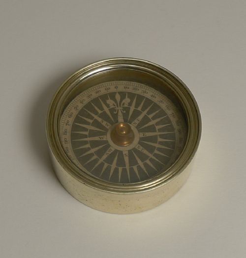 antique english brass cased floating card explorers pocket compass c1880