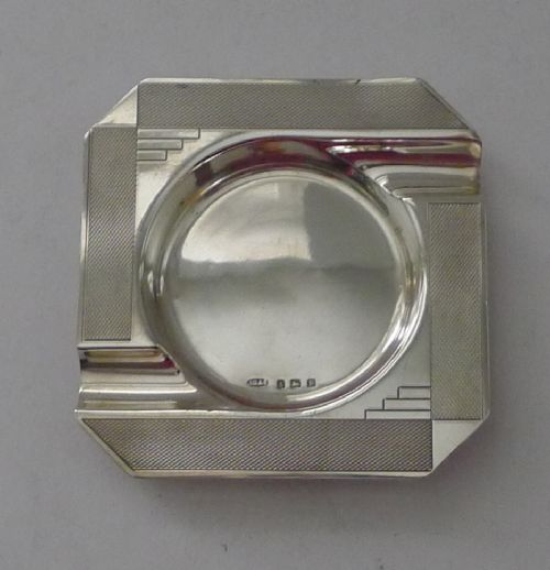antique sterling solid silver art deco ashtray by john grinsell sons 1914