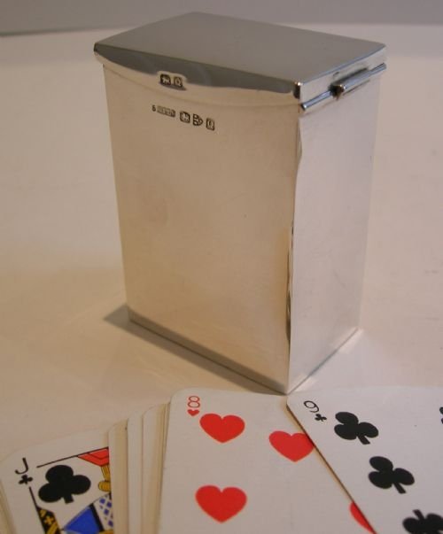stylish victorian english sterling silver playing card box case