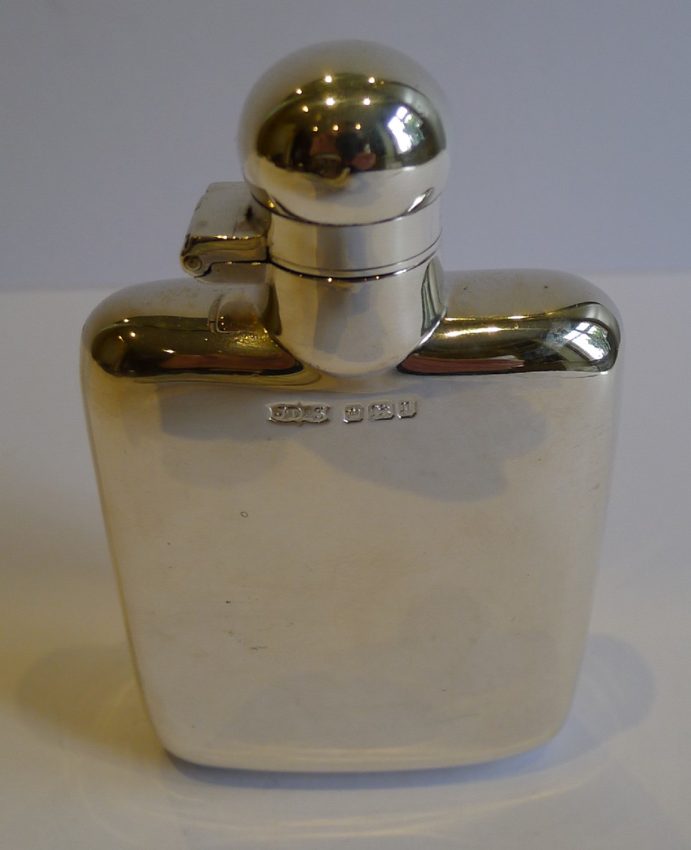 small pocket size antique english sterling silver hip whiskey flask 1907