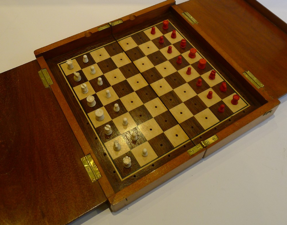 large antique jaques travelling chess set signed c1910