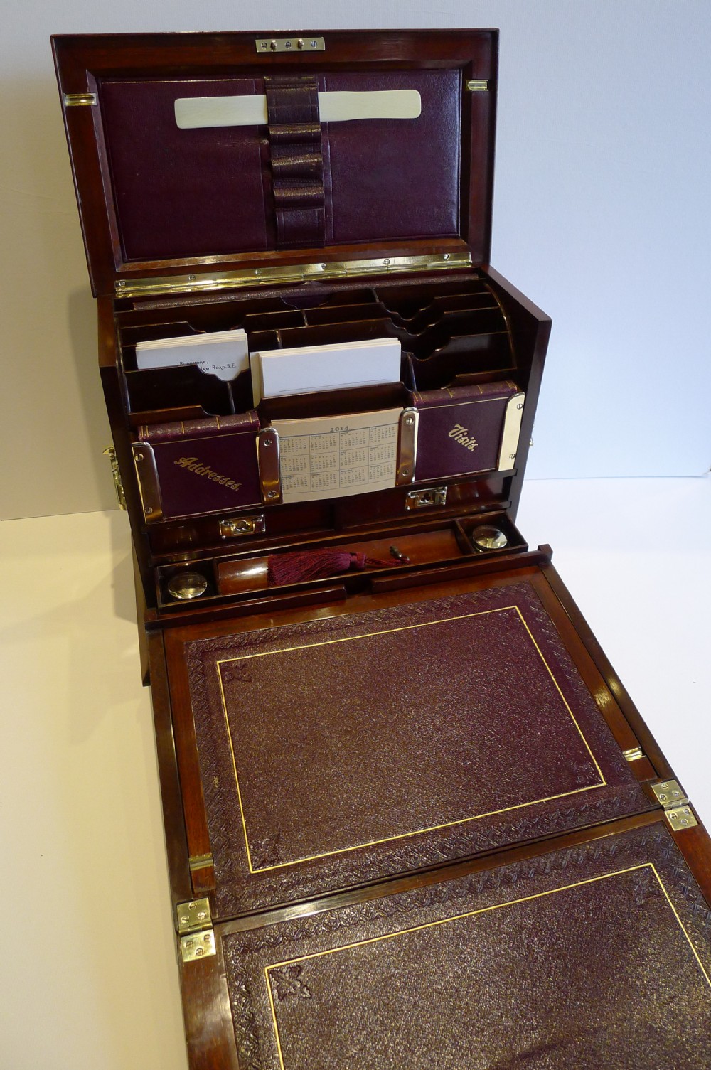 antique english inlaid mahogany stationery cabinet writing box c1897 by chapman london
