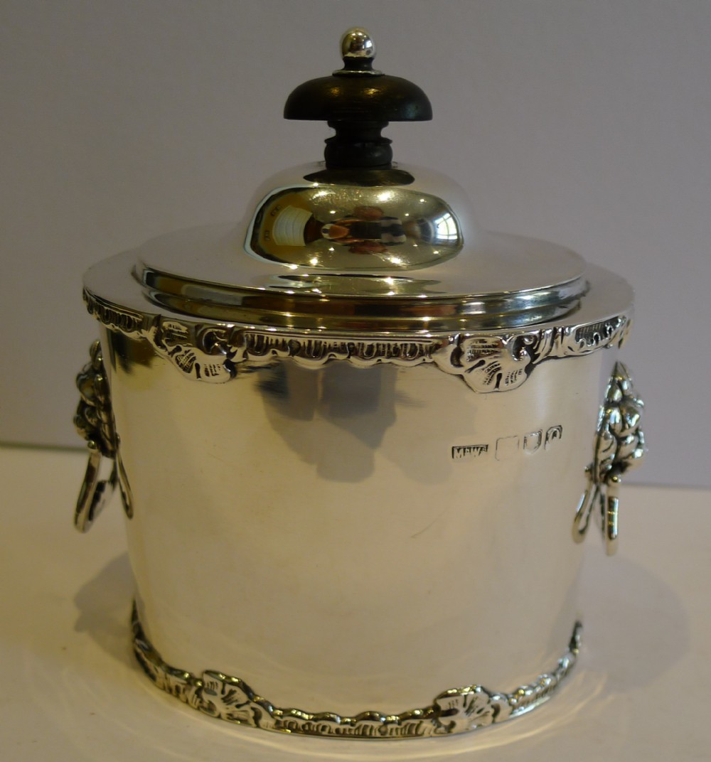 handsome antique english sterling silver tea caddy by mappin webb