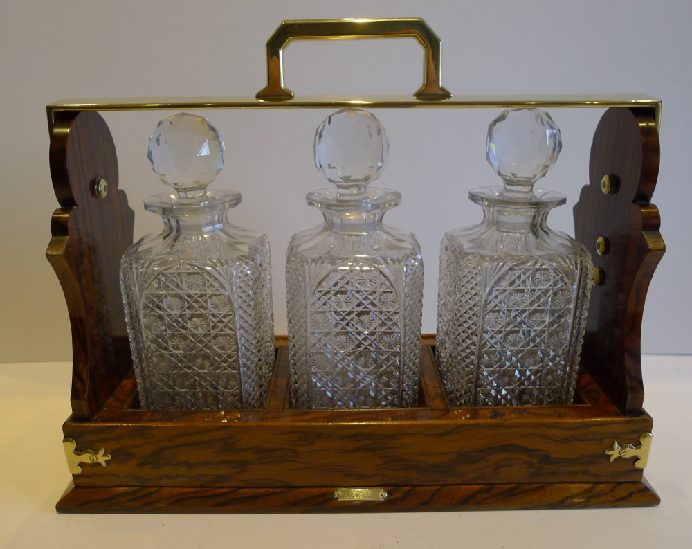top quality antique english walnut cased betjemann's tantalus c1880