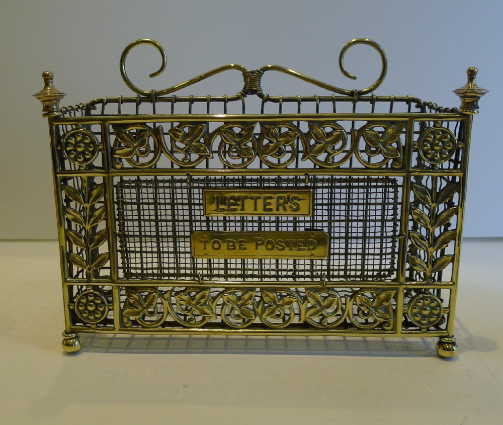 handsome antique english brass mesh letter rack by william tonk c1885