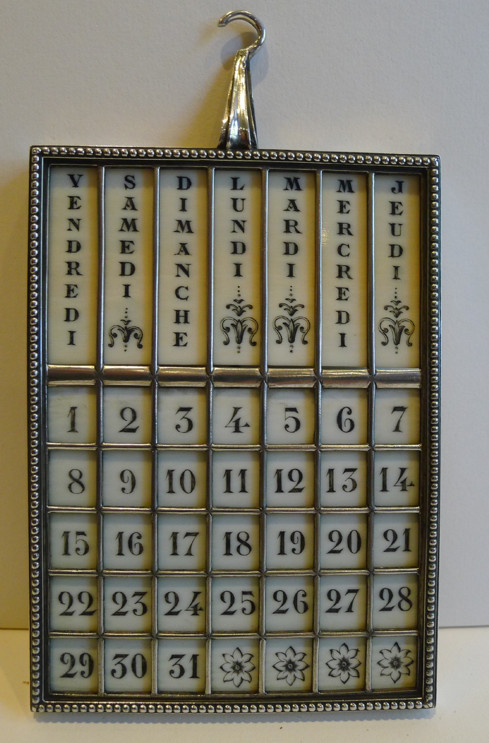 quality french silver and ivory perpetual calendar by gustave keller paris c1890