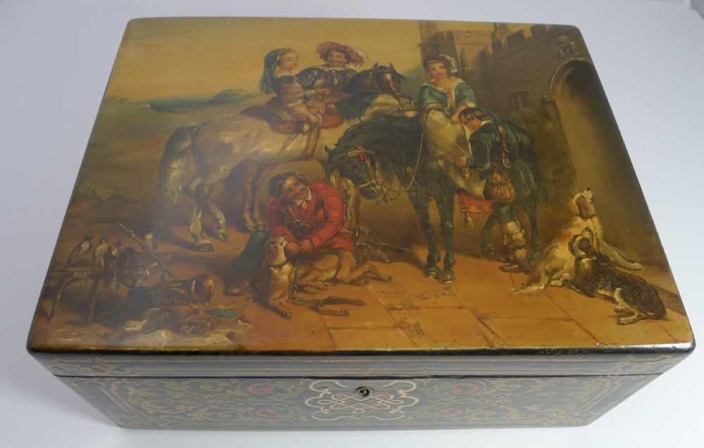 antique handpainted jennens bettridge jewellery box c1850