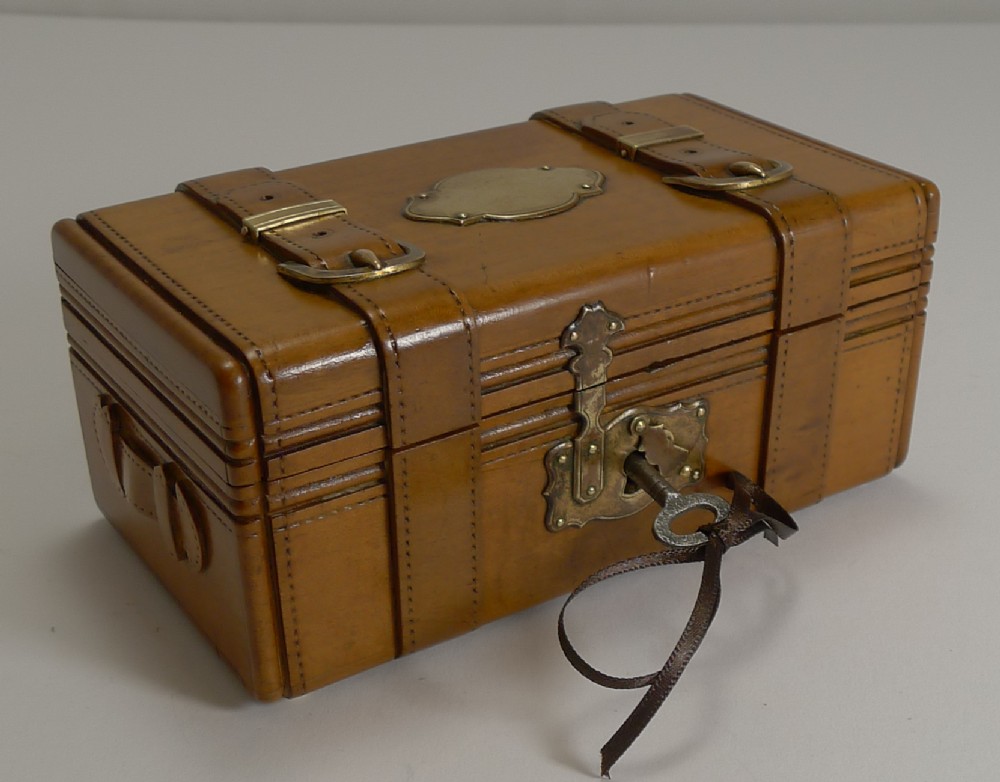 antique french miniature carved fruitwood trunk by seugnot paris c1880