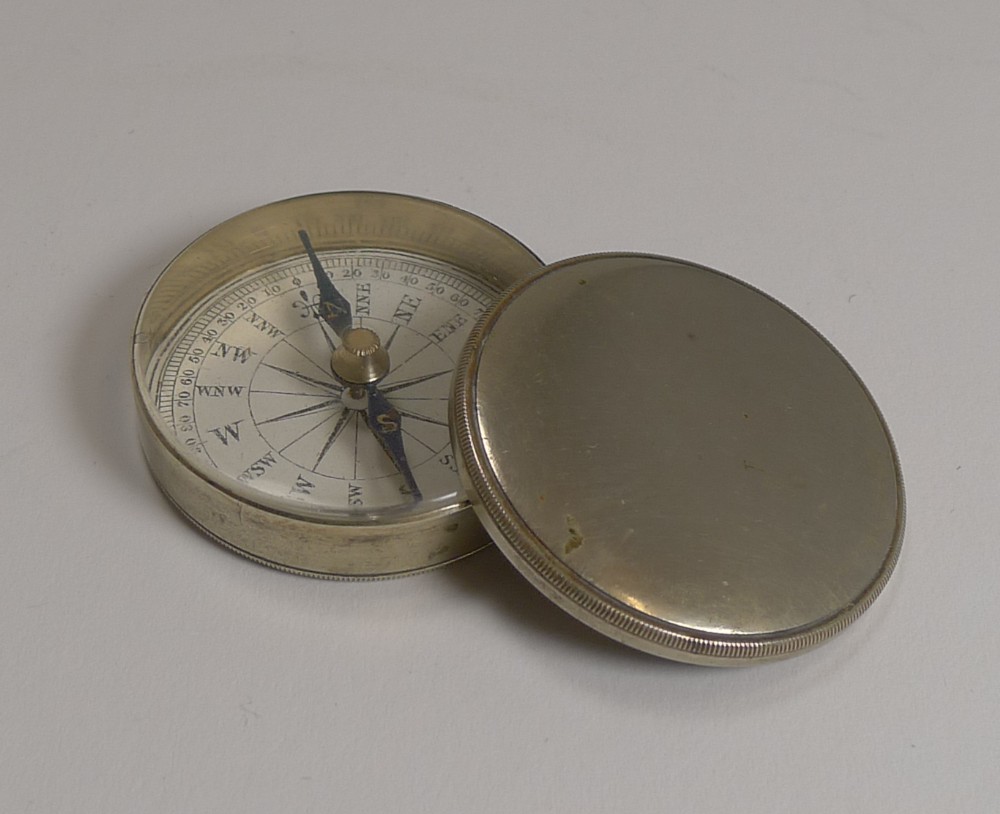 antique english pocket compass in case c1880