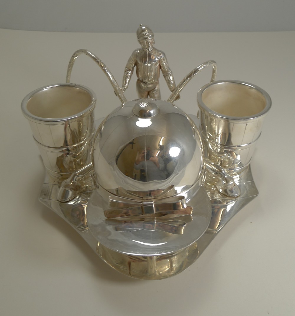 fabulous antique english equestrian horse racing desk tidy c1900