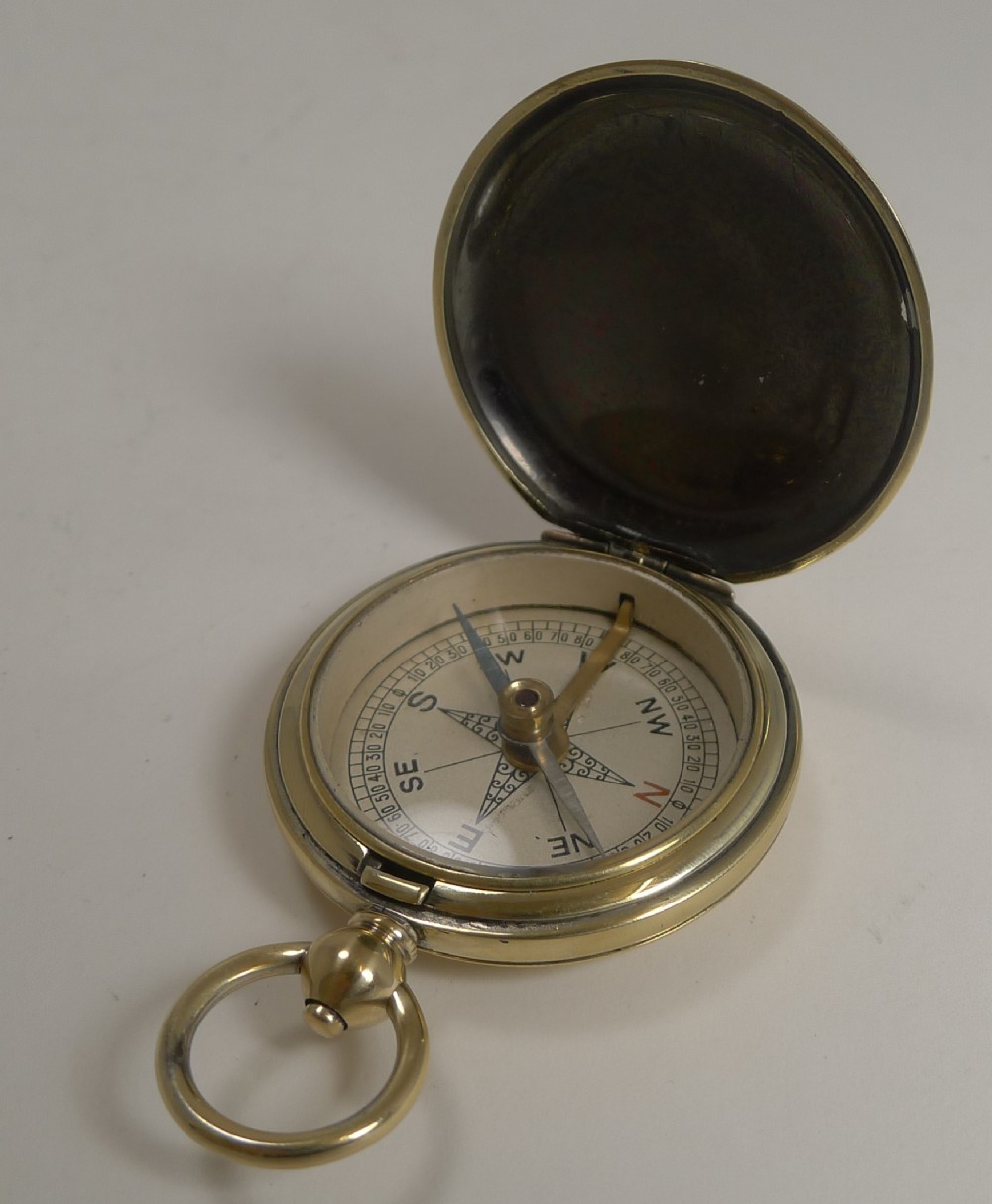 antique english pocket watch style compass c1900