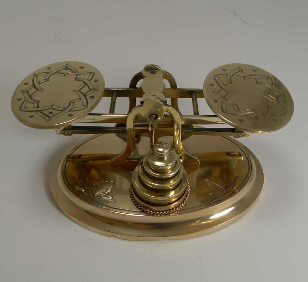 fine engraved quality letter postal scale by leuchars london c1880