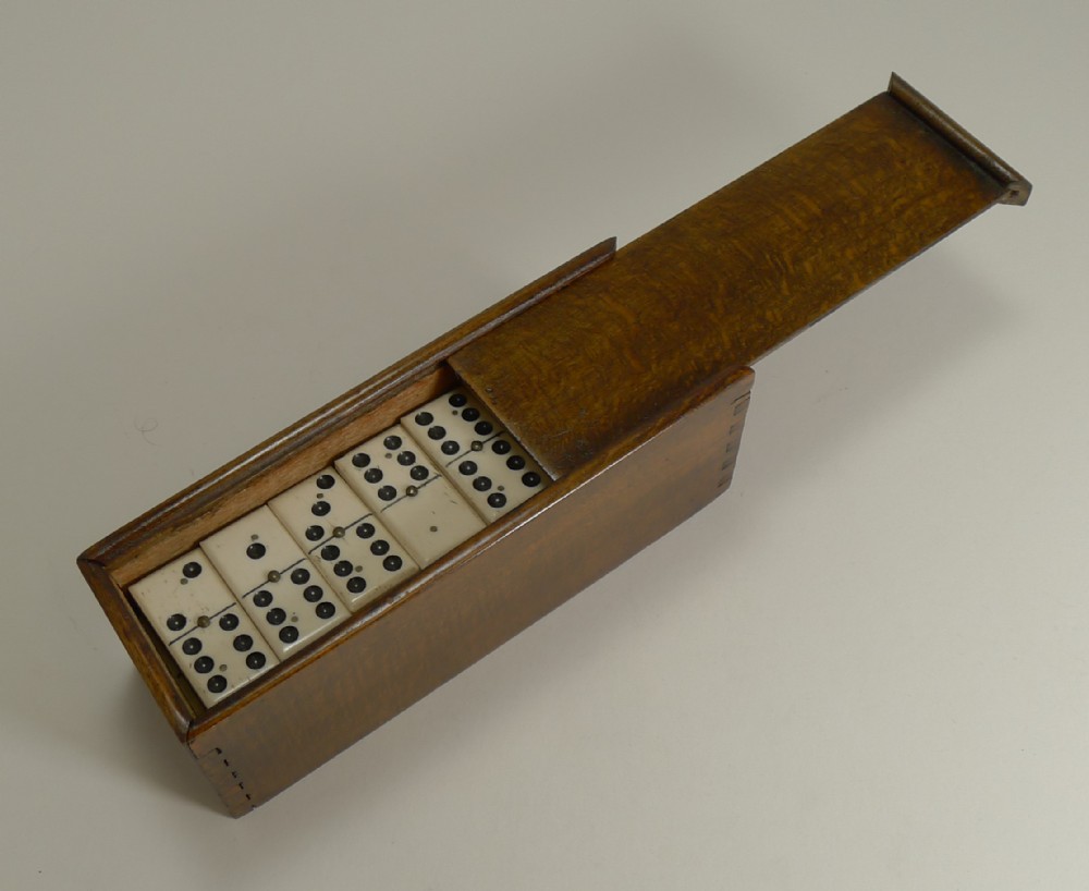 boxed set antique english bone and ebony dominoes c1910