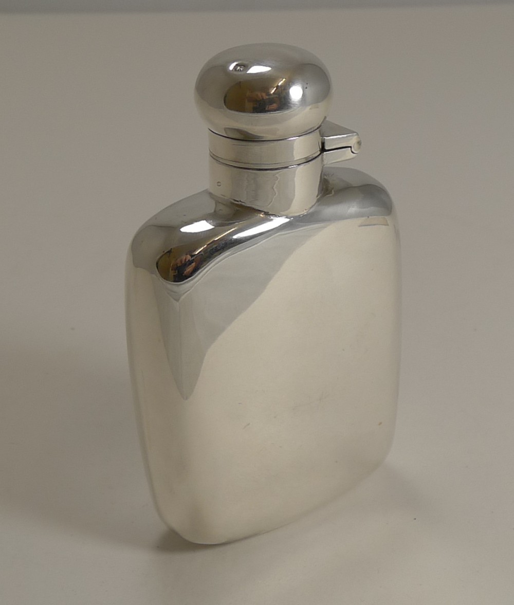 small english sterling silver hip flask liquor flask 1923