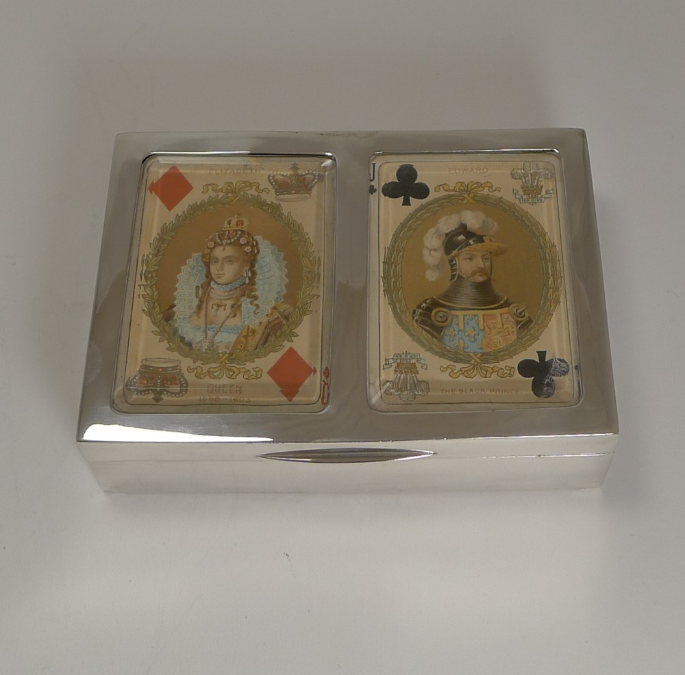 antique english sterling silver playing card box 1899