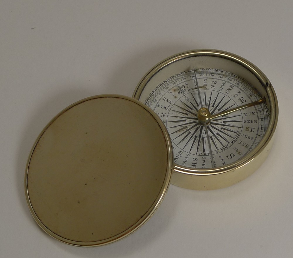 english made brass cased explorers compass for peter orr madras c1880