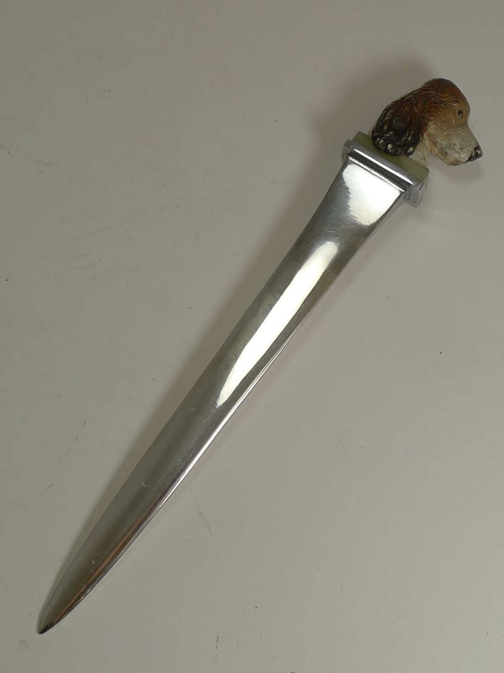 austrian cold painted bronze dog spaniel letter opener c1910