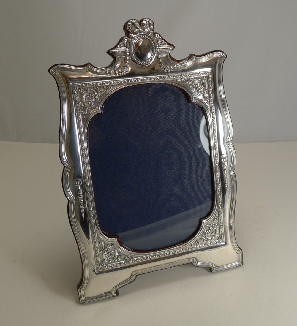 magnificent and grand english sterling silver photograph frame 1910