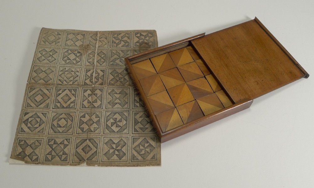 early antique english wooden treen puzzle box dated 1837