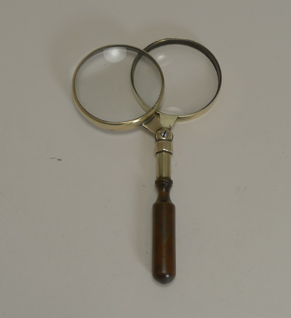 unusual antique english double lens magnifying glass c1890